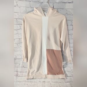 NA-KD Block Panel Pocketed Jumper Hoodie Dress Small Mauve Cream Lounge
